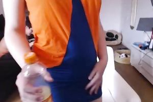 Red-haired nympho with shapely breasts can't live without masturbating on webcam
