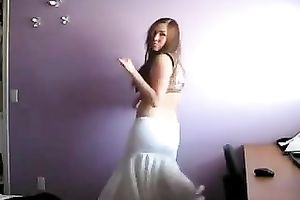 Homemade solo scene with me dancing in my abdomen dance dress