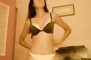 Sweet and cute Asian dark brown babe on cam flashing