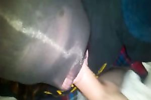 She pulled on a nylon nylons on her head and sucked my ramrod
