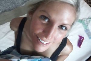 Nasty golden-haired beauty gets down on her knees and blows hard dick