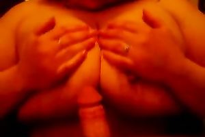 Lustful big beautiful woman works on my ramrod in POV video and eats the ball batter