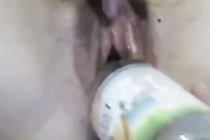 Close up solo with me banging my crotch with bottles