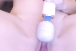 Teasing myself with a large Hitachi sex toy and large dildo