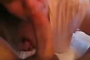 Adorable blond BBC slut blows my overweight jock and takes facial with fun