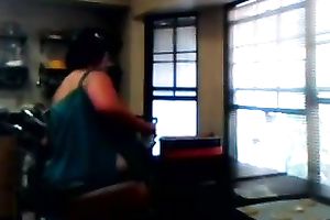 Big bottomed bitch is showing off her enjoyable melons and arse