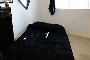 Cute web camera movie scene with a lustful Latina playing with her mangos