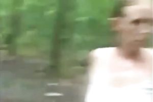 Skinny hussy sucks a chunky schlong outdoors and acquires facialed