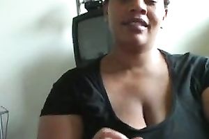 Chubby short-haired dark hottie works on my 10-Pounder in POV video