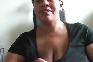 Chubby short-haired dark hottie works on my 10-Pounder in POV video