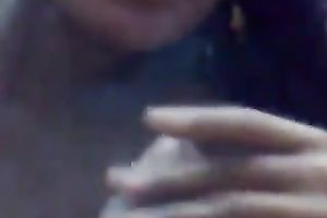 Dark skin dark brown girlfriend from India blows my large wang with a smile