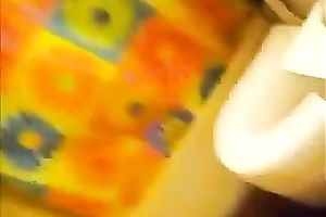 My bored brunette girlfriend in the bath taping herself