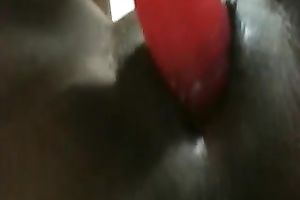 Masked slutty wife with saggy mounds is playing with herself in front of me