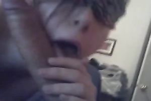 Prurient blindfolded bitch is engulfing my large jock like insane