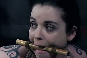 Busty floozy with jet dark hair gets punished hard