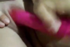 My paramour shows her twat to me and tests her recent sex tool