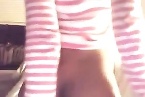 Amateur swarthy sweetheart kneads her love bubbles in web camera solo scene