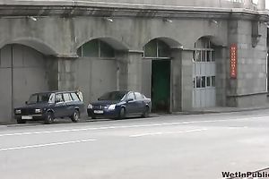 Lewd honey Sveta doesn't mind to pee in the street
