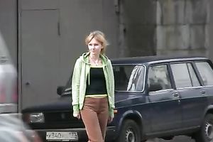 Lewd honey Sveta doesn't mind to pee in the street