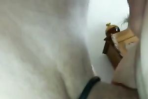 My large cock squeezed with rubber band permeates the twat