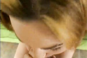 Even when she is not fucking her BF, this babe is engulfing on his wang