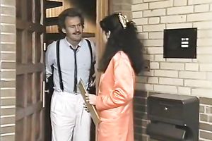 Blond haired lascivious hoe got strongly mish pose screwed on table edge