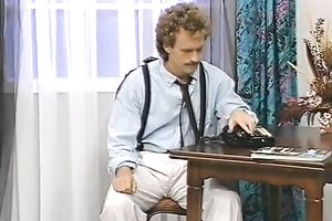 Blond haired lascivious hoe got strongly mish pose screwed on table edge