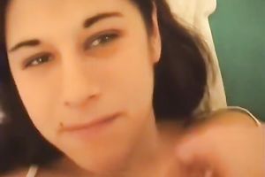 Amateur brunette hair legal age teenager acquires fucked in the missionary pose and facialed