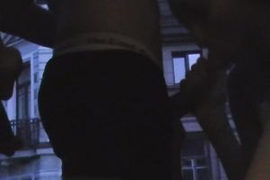 Skinny schlong sucker gives head to a youthful dude in the black room