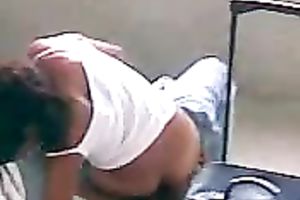 Just a freaky latin chick pair fucking on the floor in public place