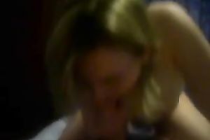 Kinky golden-haired wench strokes my dick and sucks it with unbridled excitement