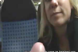 Nasty blond hoe masturbates with sex tool in the educate