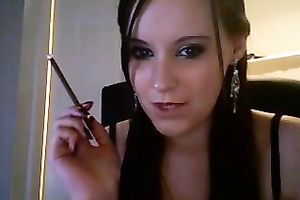 Erotic solo episode with amateur web camera floozy smoking