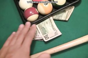 Lascivious blond playgirl receives screwed for specie on the pool table