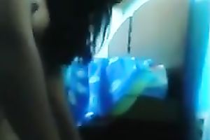 Young dark brown girlfriend with fluffy hair and large gazoo rides me on top