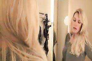 Two nice-looking dilettante lesbos engulf a dong in the fitting room