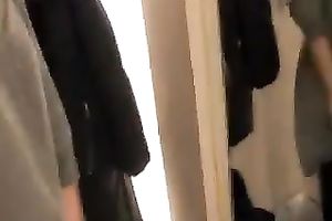 Two nice-looking dilettante lesbos engulf a dong in the fitting room