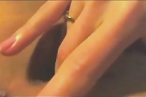 Slim dark brown playgirl plays with her smooth pussy in web camera solo movie scene