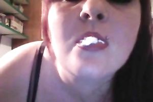 Kinky white big beautiful woman slutty wife creams up her pussy and masturbates
