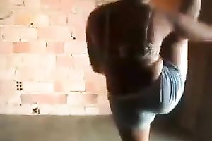 My callipygous girlfriend knows how to twerk in front of a camera