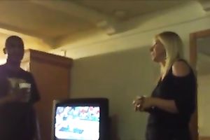 My blond milf colleague is going to visit her dark fuck buddy