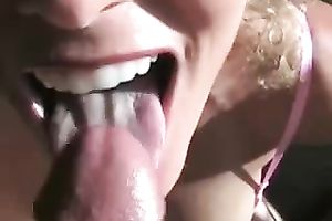 Cum starving blonde milf lastly acquires a load in her face hole
