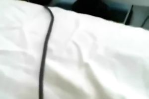 Mouth-watering redhead in glasses gives worthy footjob to her fuck buddy