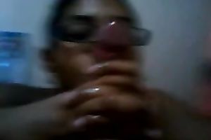 Hand job led to cum discharged by Dominican chick with tiny melons