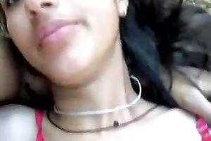 Sexy Indian legal age teenager receives her merry boobies licked by her desirous paramour