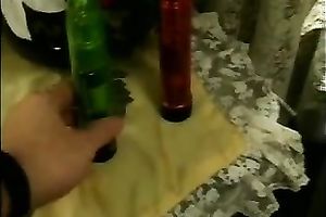 Sexy preggy brunette woman masturbates with a sex tool