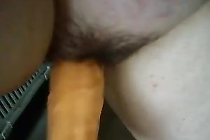 Homemade solo with me pounding my bushy cum-hole with a fake penis