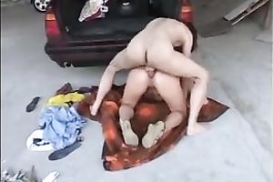 Just a German floozy fucked in the gazoo in the garage