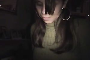 Sexy brunette hair co-worker enjoys engulfing and rubbing my dark shaft