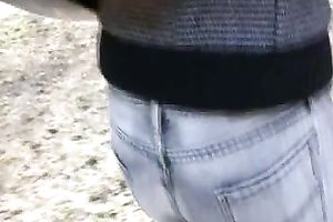 Just a cute Russian brunette hair in public pees in her panties